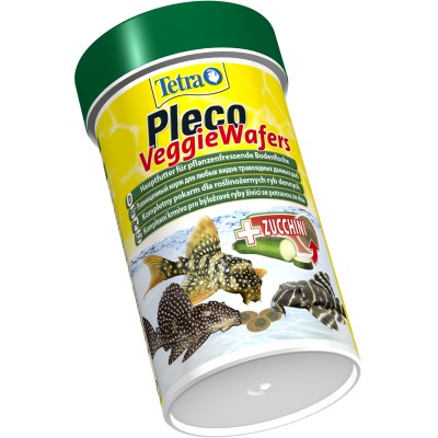 Tetra Pleco Veggie Wafers корм-пластинки с добавлением цуккини для донных рыб 100 мл.