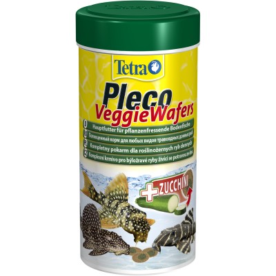 Tetra Pleco Veggie Wafers корм-пластинки с добавлением цуккини для донных рыб 250 мл.