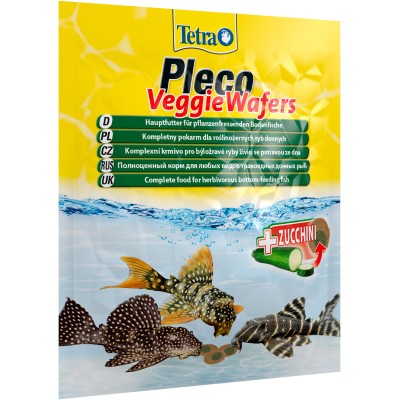 Tetra Pleco Veggie Wafers корм-пластинки с добавлением цуккини для донных рыб  15 гр.