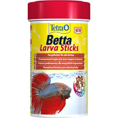 TetraBetta LarvaSticks корм в форме мотыля для петушков и других лабиринтовых рыб 100 мл.
