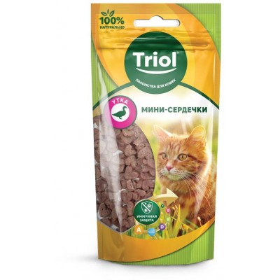 Триол мини-сердечки из утки для кошек 40гр.