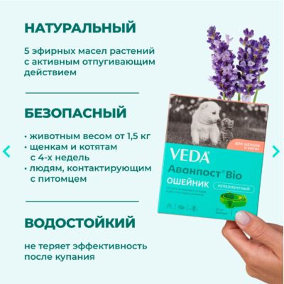 Veda Аванпост Bio ошейник репеллентный для щенков и котят 35 см