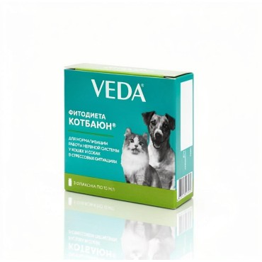 Veda Фитодиета Кот Баюн настой для коррекции нарушений поведения кошек и собак 3 фл 10 мл