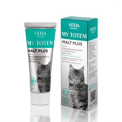 Veda My Totem Malt Plus Паста для выведения шерсти с пробиотиком для кошек 75 гр