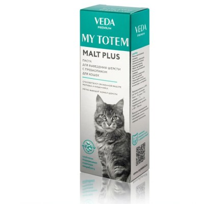 Veda My Totem Malt Plus Паста для выведения шерсти с пробиотиком для кошек 75 гр