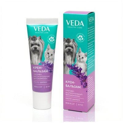 Veda Крем-Бальзам зоогигиеническое защитное средство с противовоспалительным фитокомплексом и маслом шалфея 30 мл