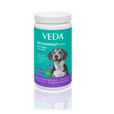 Veda Фитомины Форте для зубов и костей собакам 200 таб.