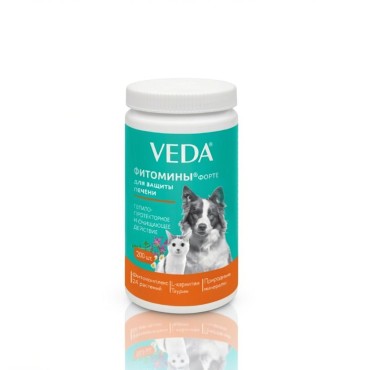 Veda Фитомины Форте для защиты печени собакам и кошкам 200 таб.