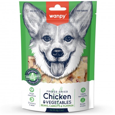 Wanpy Dog Сублимированное лакомство для собак курица и овощи 40 гр.