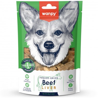 Wanpy Dog Сублимированное лакомство для собак говядина и печень 40 гр.