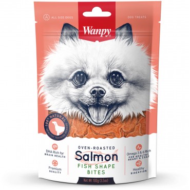 Wanpy Dog лакомые кусочки из нежного лосося в форме рыбок 100 г