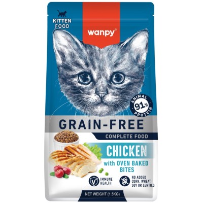 Wanpy Cat Сухой корм беззерновой с курицей для котят 1,5 кг