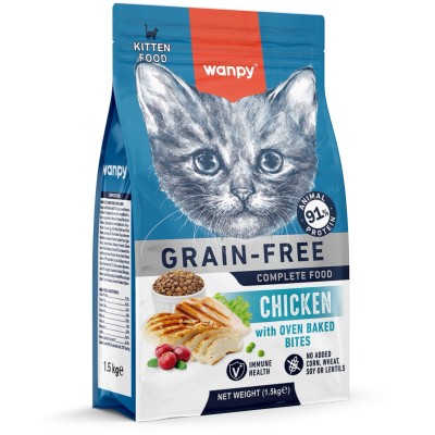 Wanpy Cat Сухой корм беззерновой с курицей для котят 1,5 кг