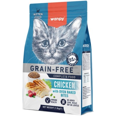 Wanpy Cat Сухой корм беззерновой с курицей для котят 1,5 кг