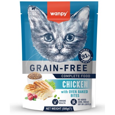 Wanpy Cat Сухой корм беззерновой с курицей для котят 500 г