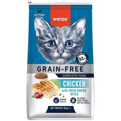Wanpy Cat Сухой корм беззерновой с курицей для котят 8 кг