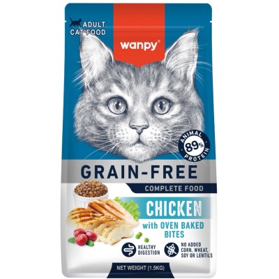 Wanpy Cat Сухой корм беззерновой с курицей для взрослых кошек 1,5 кг