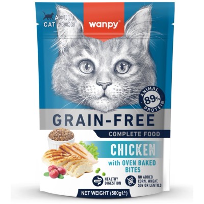 Wanpy Cat Сухой корм беззерновой с курицей для взрослых кошек 500 г