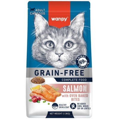 Wanpy Cat Сухой корм беззерновой с лососем для взрослых кошек 1,5 кг