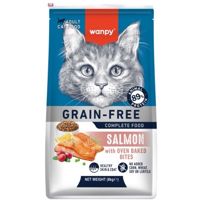 Wanpy Cat Сухой корм беззерновой с лососем для взрослых кошек 8 кг