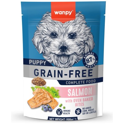 Wanpy Dog Сухой корм беззерновой с лососем для щенков 500 г