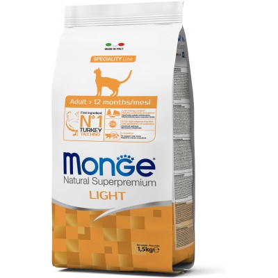 Monge Cat Speciality Light низкокалорийный сухой корм для кошек с индейкой 1,5 кг.