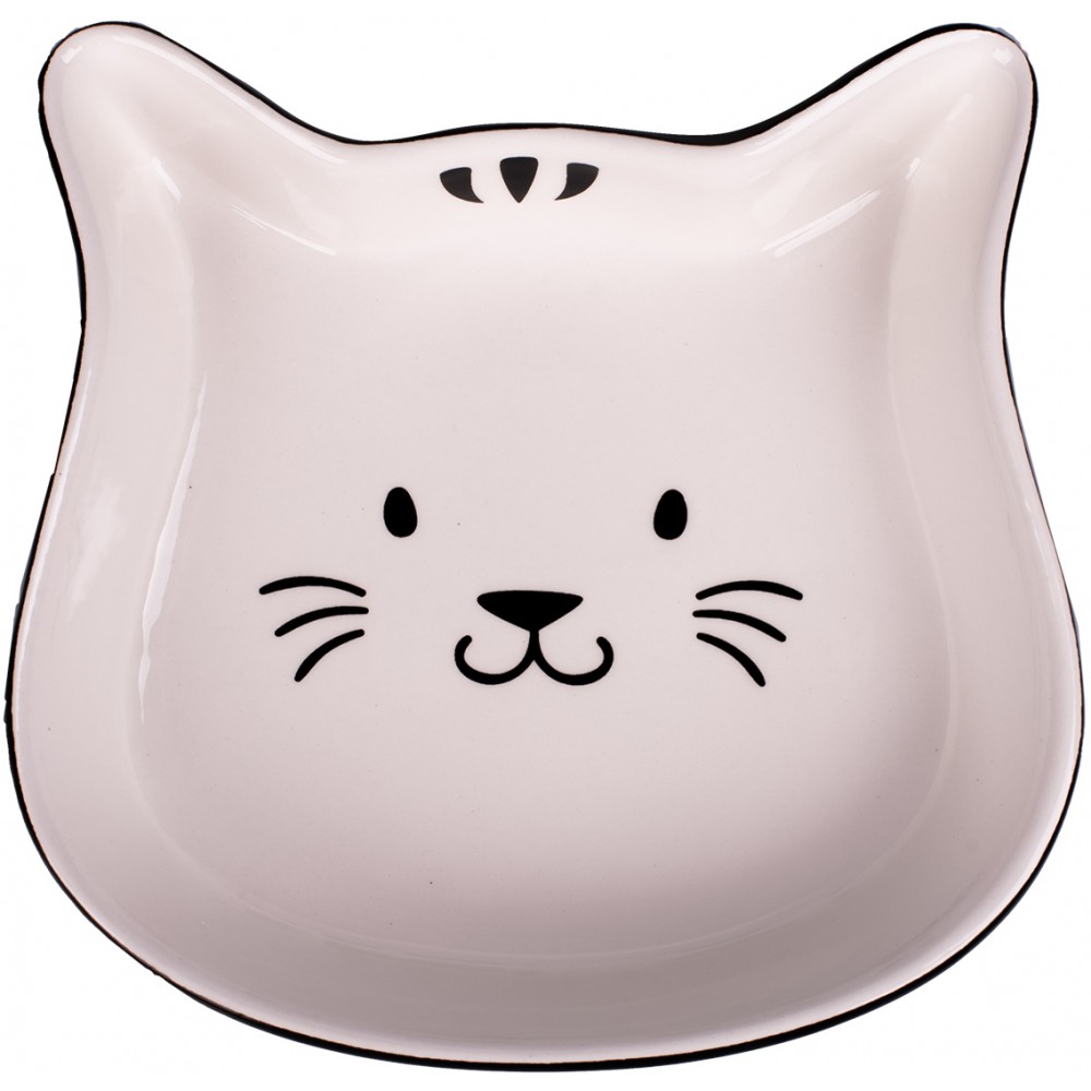 Mr.Kranch миска керамическая для кошек Мордочка кошки 200 мл, черный с белым