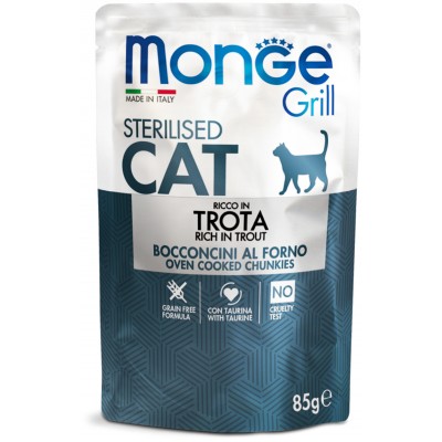 Monge Cat Grill Pouch пауч для стерилизованных кошек итальянская форель 85 гр.