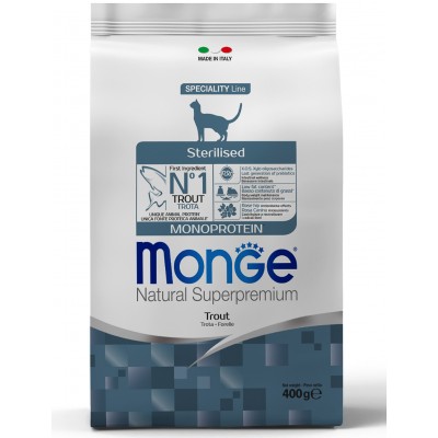 Monge Cat Monoprotein Sterilised Trout Сухой корм для стерилизованных кошек с форелью 400 гр.