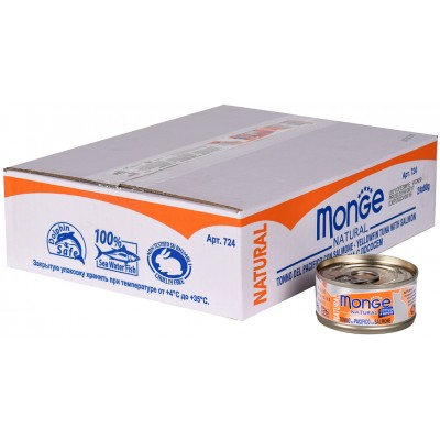 Monge Cat Natural консервы для кошек тихоокеанский тунец с лососем 80 гр.