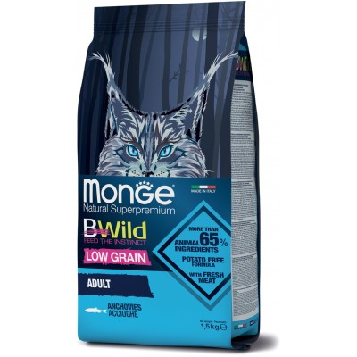 Monge BWild Cat Anchovies корм для взрослых кошек с анчоусами 1,5 кг.