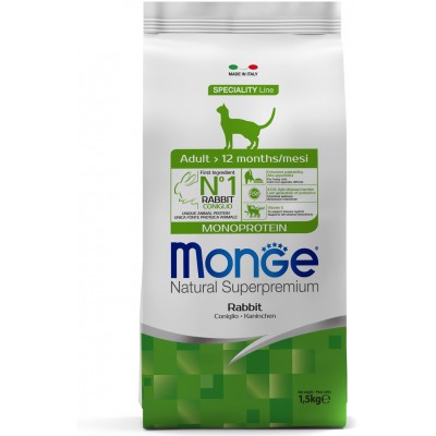 Monge Cat Monoprotein Adult Rabbit корм для взрослых кошек с кроликом 1,5 кг.