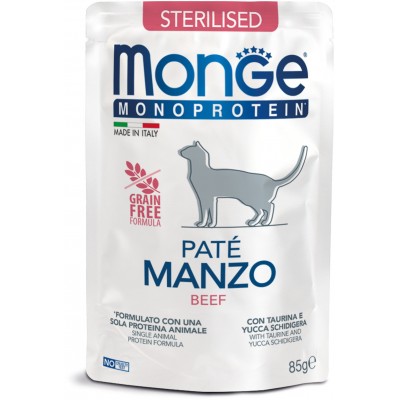 Monge Cat Monoprotein Pouch пауч для стерилизованных кошек говядина 85 гр.