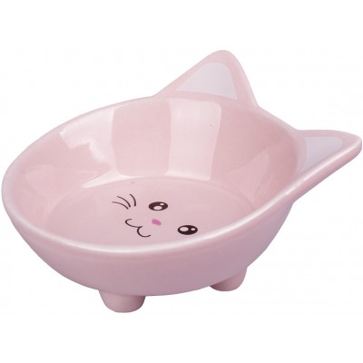 Mr.Kranch миска керамическая для кошек Мордочка кошки 200 мл, розовый