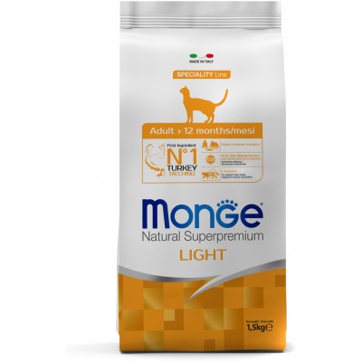Monge Cat Speciality Light низкокалорийный сухой корм для кошек с индейкой 1,5 кг.
