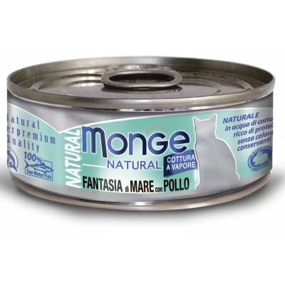 Monge Cat Natural консервы для кошек морепродукты с курицей 80 гр.