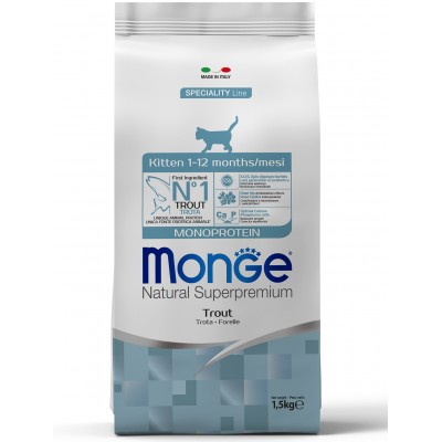 Monge Cat  Monoprotein корм для котят с форелью 1,5 кг.