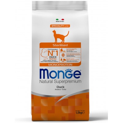 Monge Cat Monoprotein Sterilised Duck Сухой корм для стерилизованных кошек с уткой 1,5 кг.