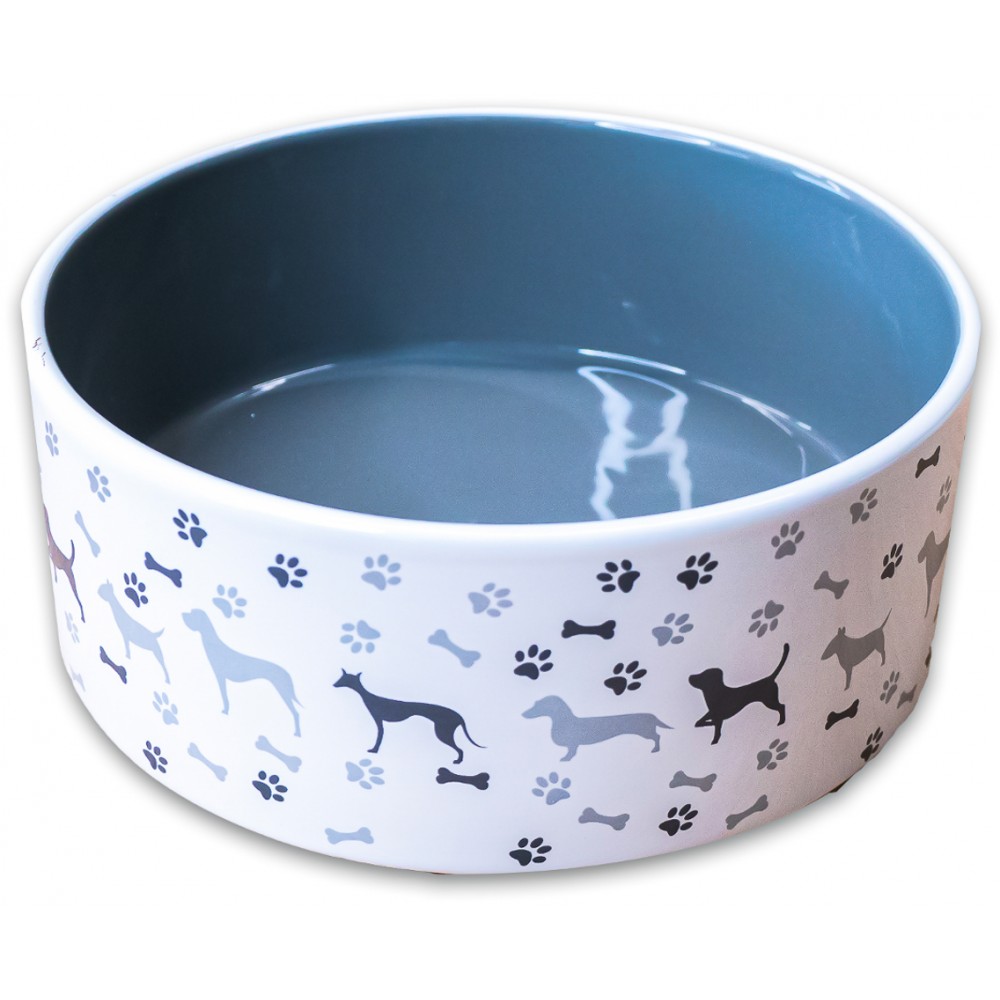 Mr.Kranch миска керамическая для собак рисунком 350мл, серая