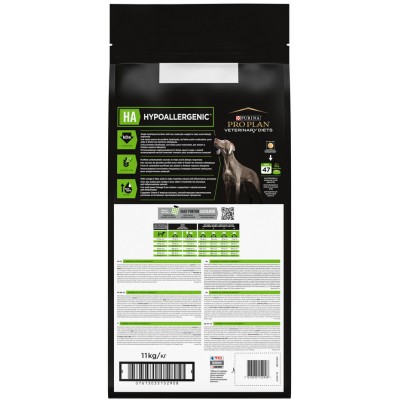 Pro Plan Veterinary Diets HA Hypoallergenic Сухой корм для собак диетический для снижения пищевой непереносимости ингредиентов и питательных веществ 11 кг.