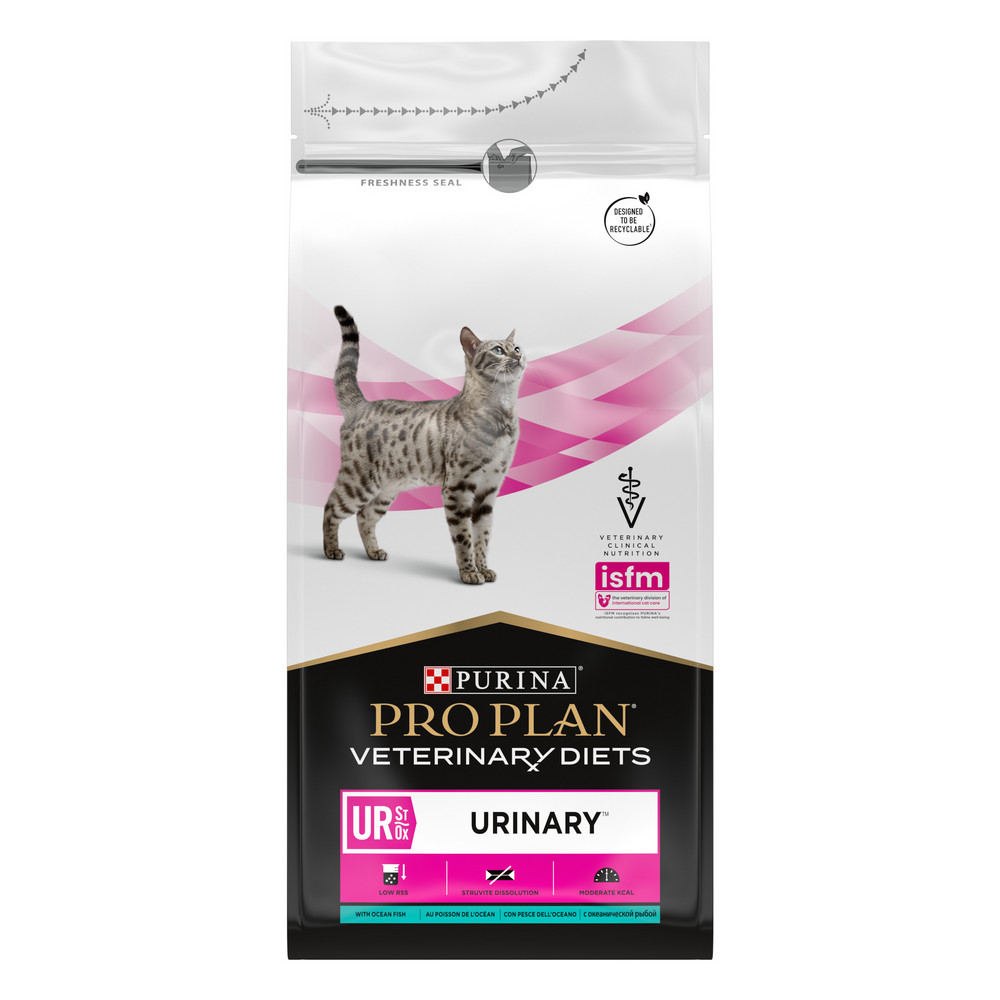 Pro Plan Veterinary Diets UR ST/OX Urinary Сухой корм для кошек диетический при болезнях нижних отделов мочевыводящих путей с океанической рыбой 1.5 кг.
