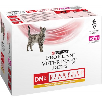Pro Plan Veterinary Diets DM ST/OX Diabetes Management Влажный корм для кошек диетический при диабете  с курицей  в соусе 85 гр.