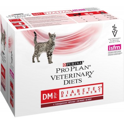 Pro Plan Veterinary Diets DM ST/OX Diabetes Management Влажный корм для кошек диетический при диабете с говядиной в соусе 85 гр.