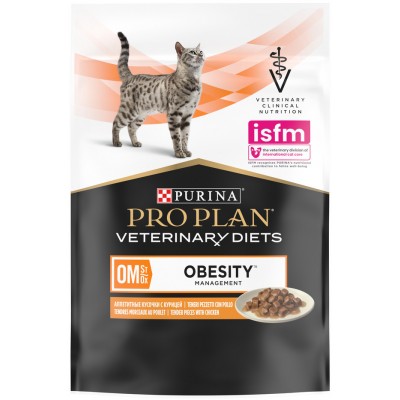 Pro Plan Veterinary Diets OM ST/OX Obesity Management Влажный корм для кошек диетический для снижения избыточной массы тела с курицей 85 гр.