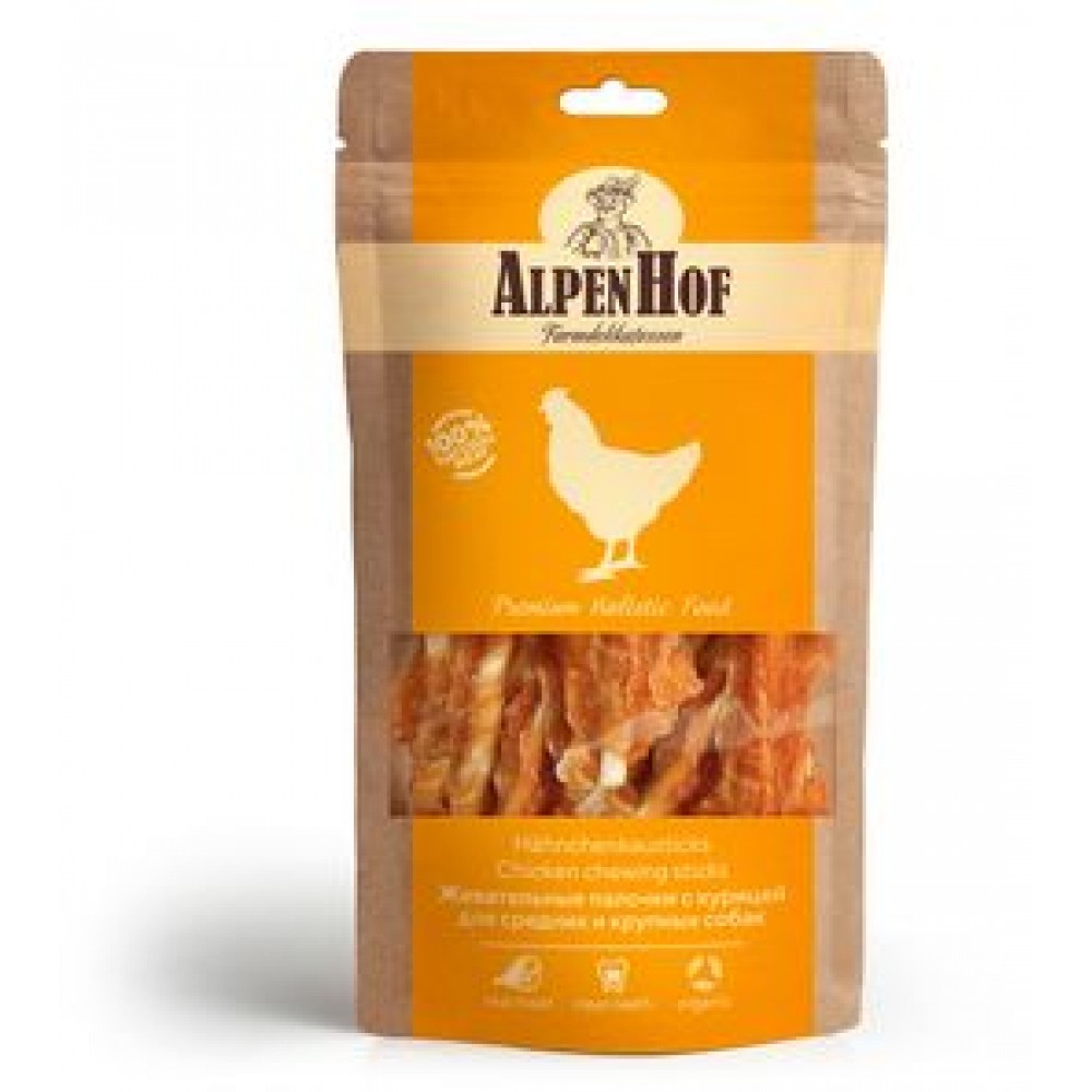 AlpenHof Жевательные палочки с курицей для средних и крупных собак 80 гр.