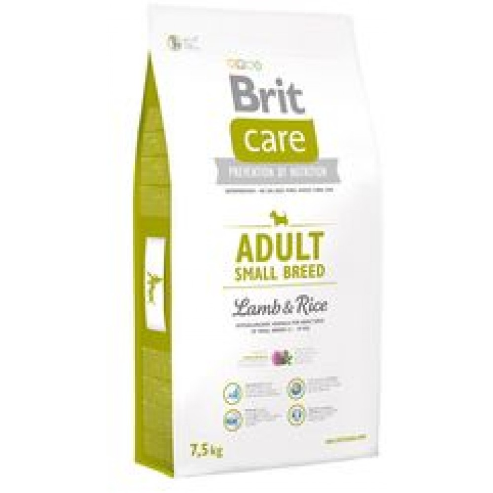 Сухой корм Brit Care Adult Small Breed для взрослых собак мелких пород, ягненок с рисом, 7,5 кг
