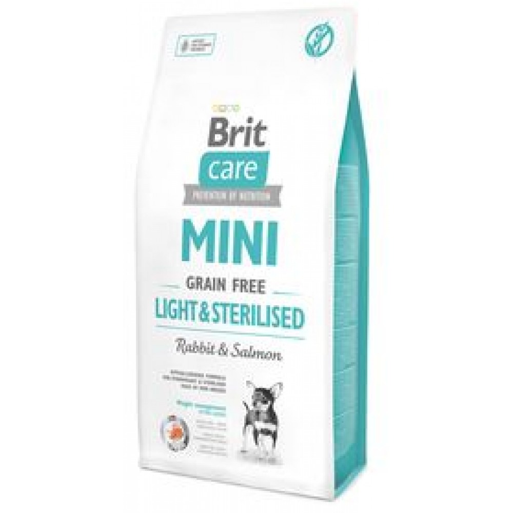 Корм сухой беззерновой Brit Care "Mini Light & Sterilised" для взрослых собак мини-пород с избыточным весом или стерилизованных, 7 кг