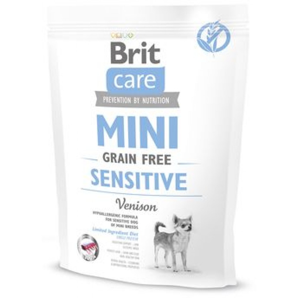 Корм сухой беззерновой Brit Care "Mini Sensitive Grain Free" для взрослых собак мини-пород, с чувствительным пищеварением, 400 г