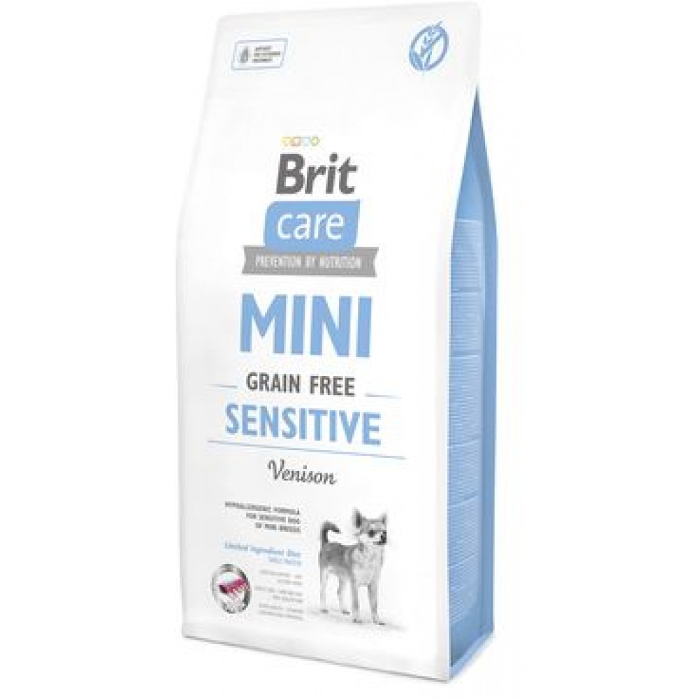 Корм сухой беззерновой Brit Care "Mini Sensitive Grain Free" для взрослых собак мини-пород, с чувствительным пищеварением, 7 кг