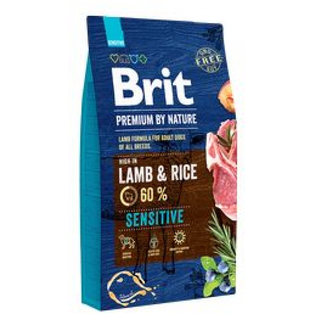 Корм сухой Brit Premium by Nature Sensitive Lamb для собак всех пород с чувствительным пищеварением, с ягненком и рисом 8 кг